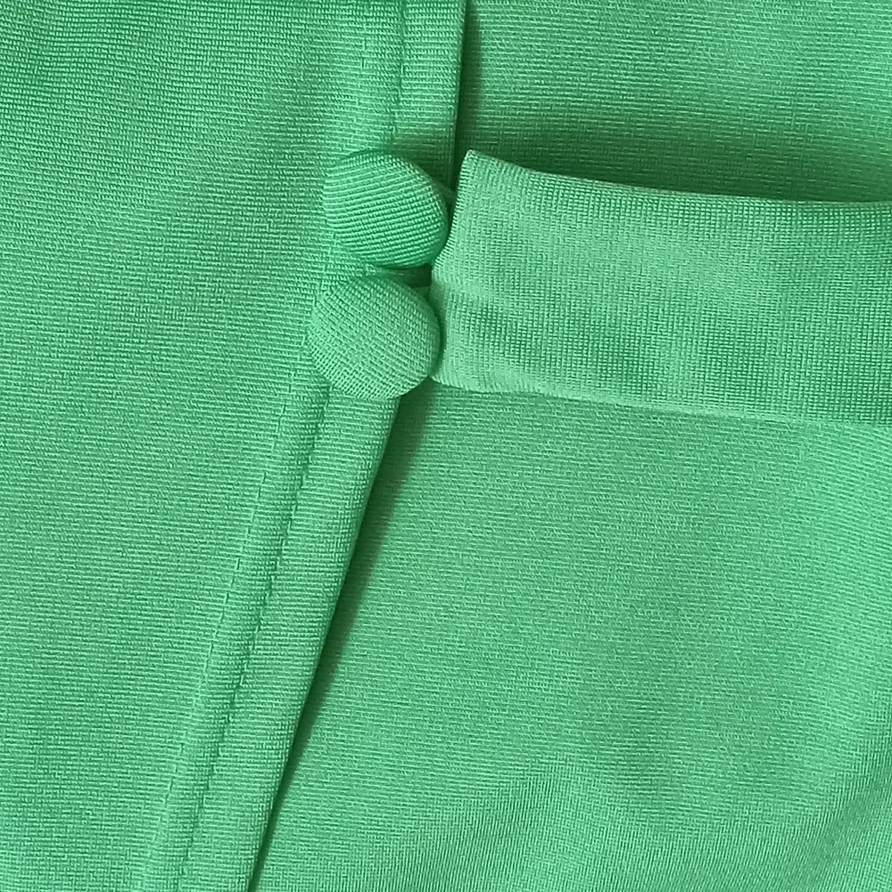 Midi Bodycon Green Metamorphosis Girl Ruffle Sleeve Dress Size LX. - Picture 9 of 10